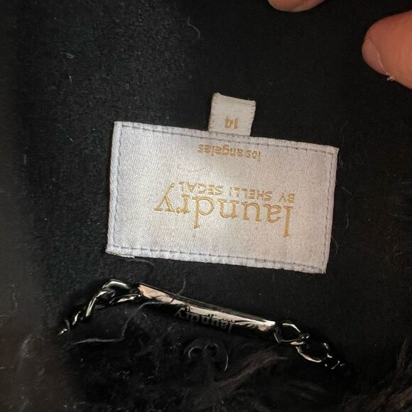 Laundry By Shelli Segal Fur Wide Collared Full Zip Fit & Flare Dress Coat Sz 14 - Picture 8 of 11